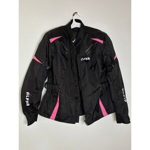 Alpha Cycle Gear Womens XL Motorcycle Jacket Black Pink Padded Riding Coat